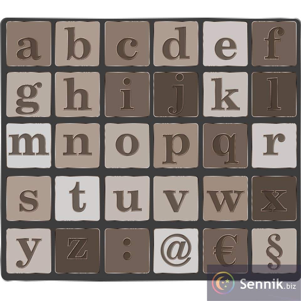 Sennik Tabliczka z alfabetem